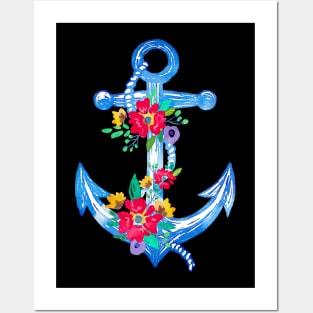 Anchor With Flower Posters and Art